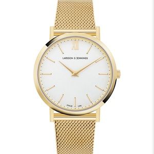 LARSSON & JENNINGS LUGANO MILANESE 40MM GOLD SATIN-WHITE WATCH